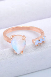 18K Rose Gold-Plated Moonstone Open Ring - Shah S. Sahota